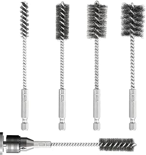 4 PCS Stainless Steel Wire Brushes,Hex Shank Handle Small Wire Brushes,for Drill Ports Tubes Bearings Cleaning Parts Attachments and More,3/8'',1/2'',3/4'',7/8''