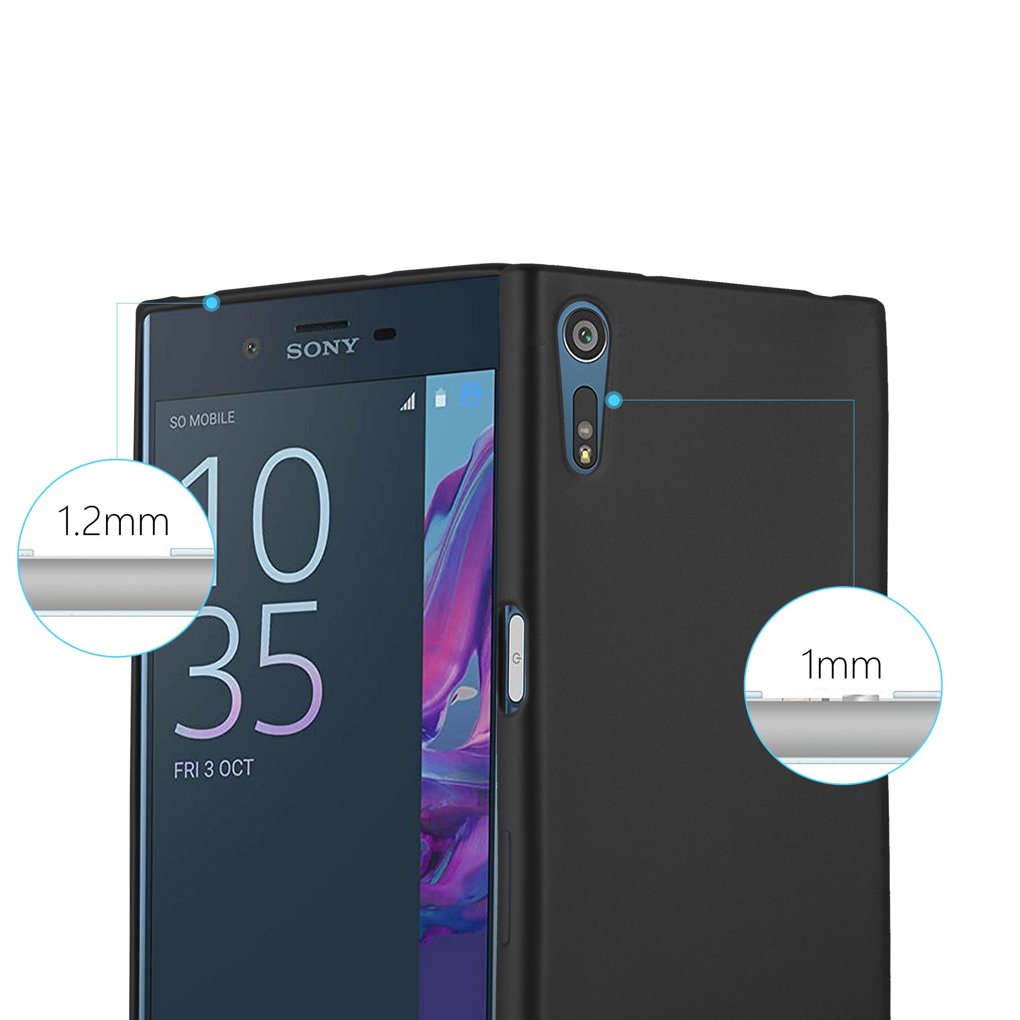 Custodia Cadorabo In Silicone TPU Per Sony Xperia XZ/XZs: Sottile 1,2mm, Effetto Metallico Nero, Antiurto E Antigraffio