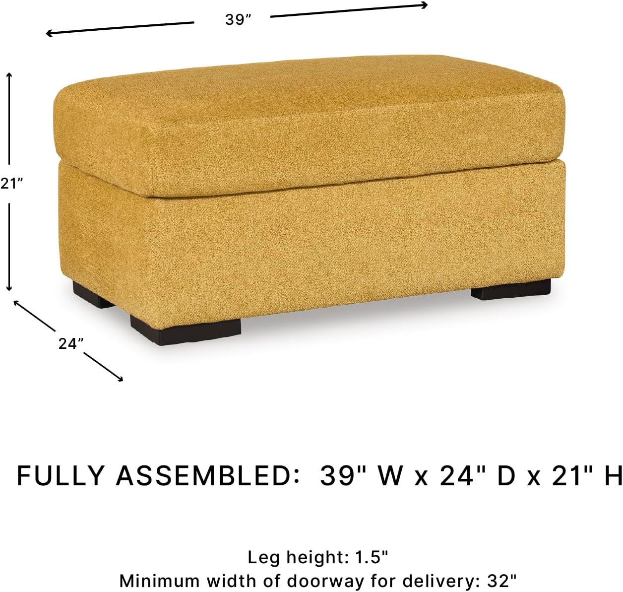 Signature Design by Ashley Keerwick Modern Ottoman for Living Room, Yellow