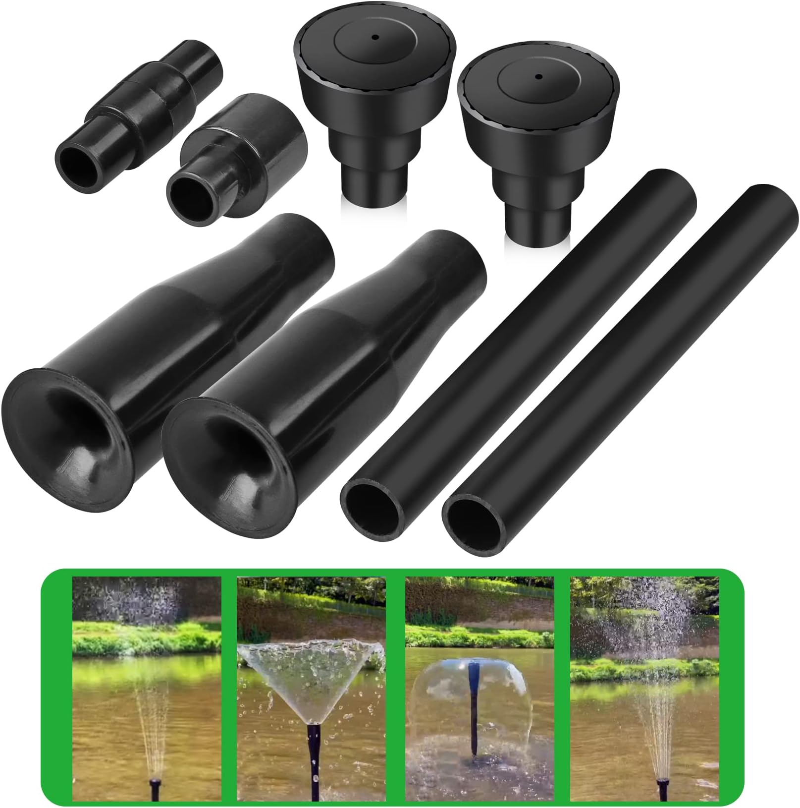 Water fountain nozzle for Garden, Ponds, Tabletop Fish Ponds, 8 pcs of Set, 2 Fountain Shaped, (size-S）