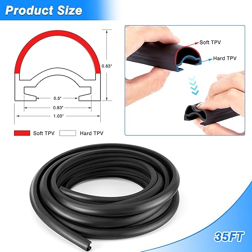 Miniatura 3 de Sello deslizante para caravana de 35 pies en forma de D, color negro, para sistema deslizante de RV, sello eficaz, fácil instalación