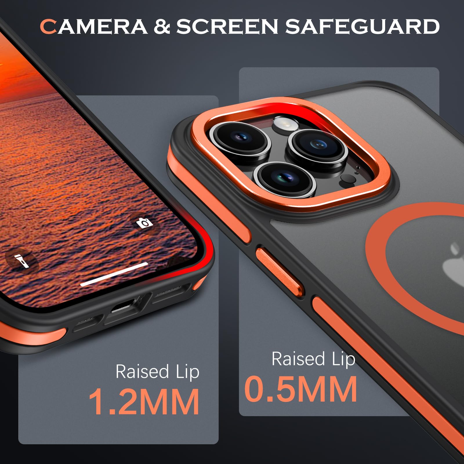 DOMAVER Custodia Per IPhone 15 Pro Max Con MagSafe | Arancione Traslucida, TPU Antiurto, Supporta Ricarica Wireless | Protezione Completa