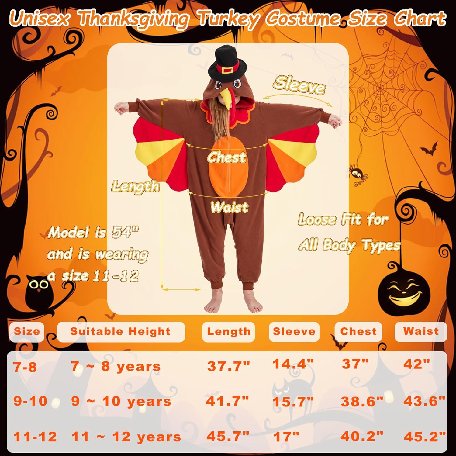 Adult Turkey Onesie Thanksgiving Costume Halloween Animal Cosplay One-Piece Pajamas for Women and Men - Image 6