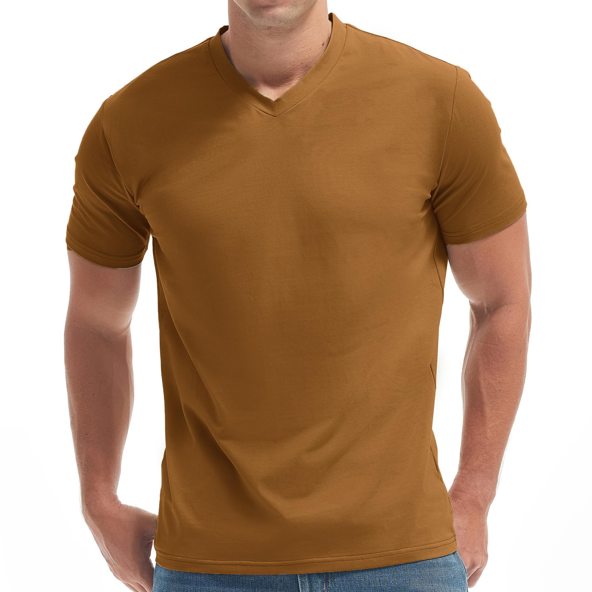 VEIISARMens T Shirt - Short Sleeve Crew Neck Soft Fitted Elastic Tees Fresh Classic Tshirts Color 20+
