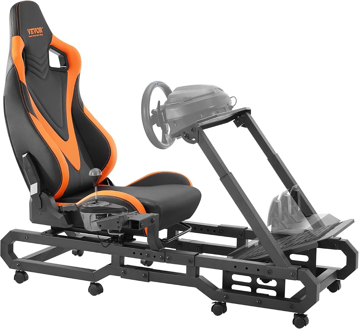 VEVOR Soporte para volante de carreras, cabina de carreras con ruedas para Logitech G923 G920 G29 y Thrustmaster T248P, cabina ajustable de acero resistente, carga máxima 330 LBS | Compatible con Logitech G923 G920 G29 y Thrustmaster T248P, carga máxima 330 LBS