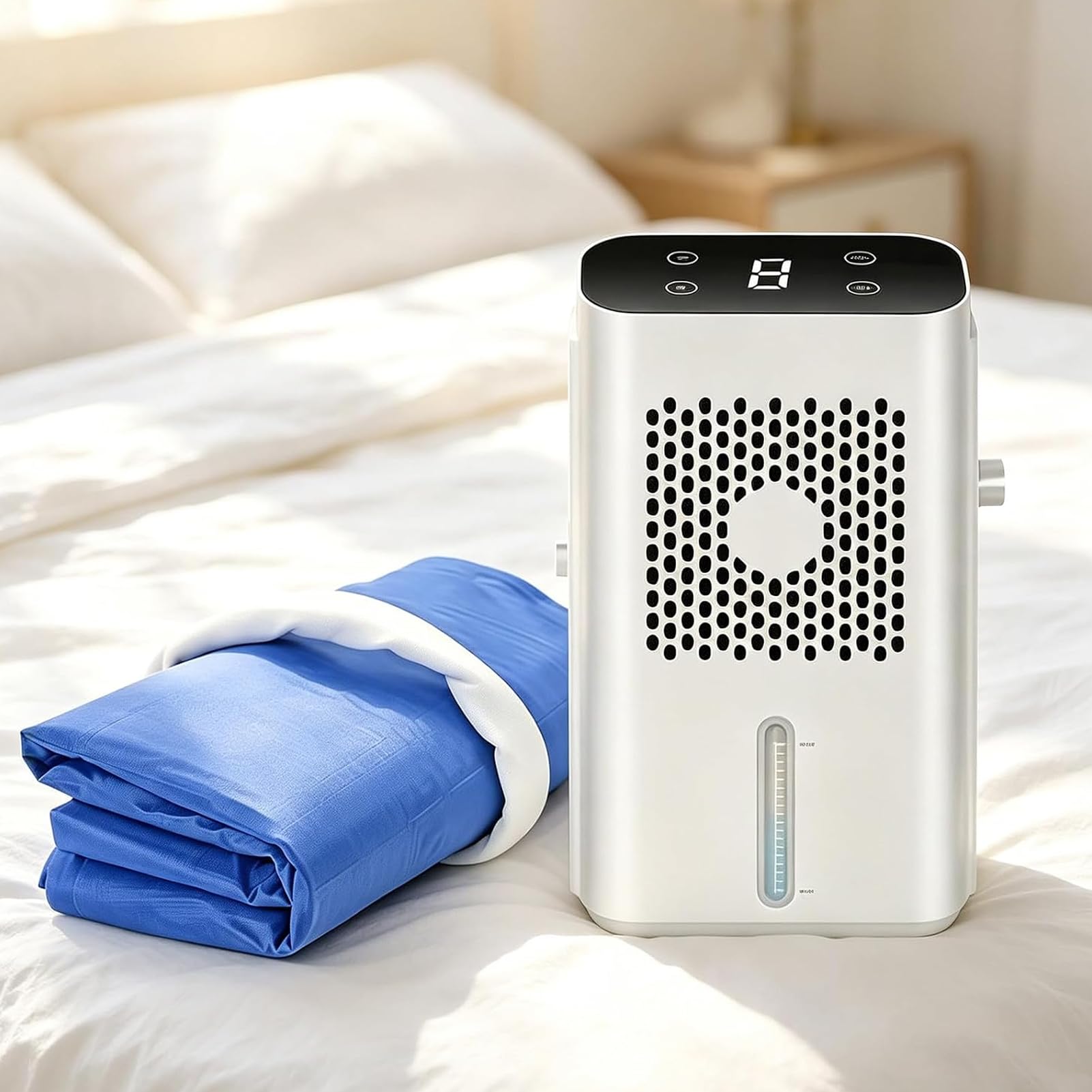 Sistema di Raffreddamento Letto con LCD per Dormienti Accaldati | Pompa Silenziosa, Alimentazione 12V, Circolazione Continua, Compatibile con Singolo e Matrimoniale