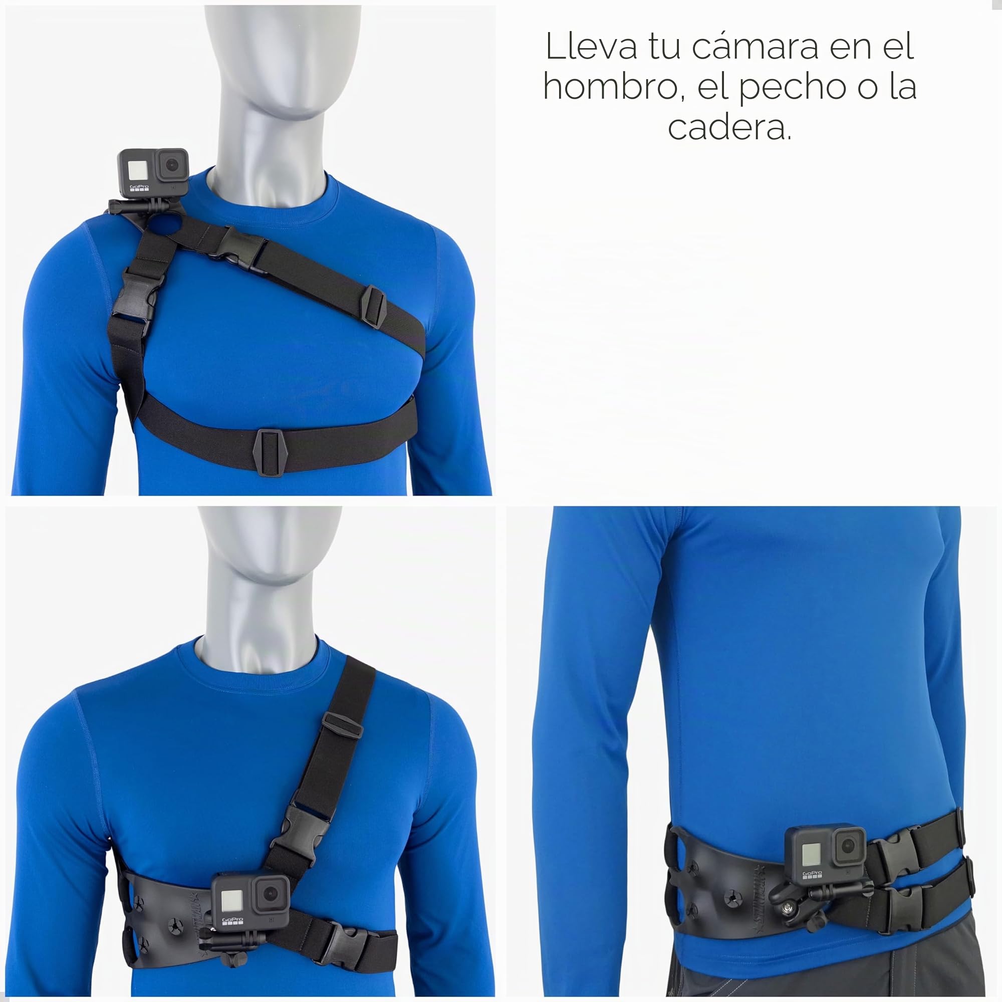 STUNTMAN Soporte de Hombro de Alta Estabilidad 360 para cámaras de acción. Compatible con GoPro, dji Osmo (Action 5 Pro, 4, 3, 2), Insta360 (Ace Pro, Ace, One RS, One R) y Otros