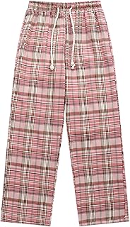 Pantalones de chándal negros para mujer, pantalones vintage coloridos con cordón y pierna ancha para hombres con patrón de cuadros, pantalones unisex para hombre rotos