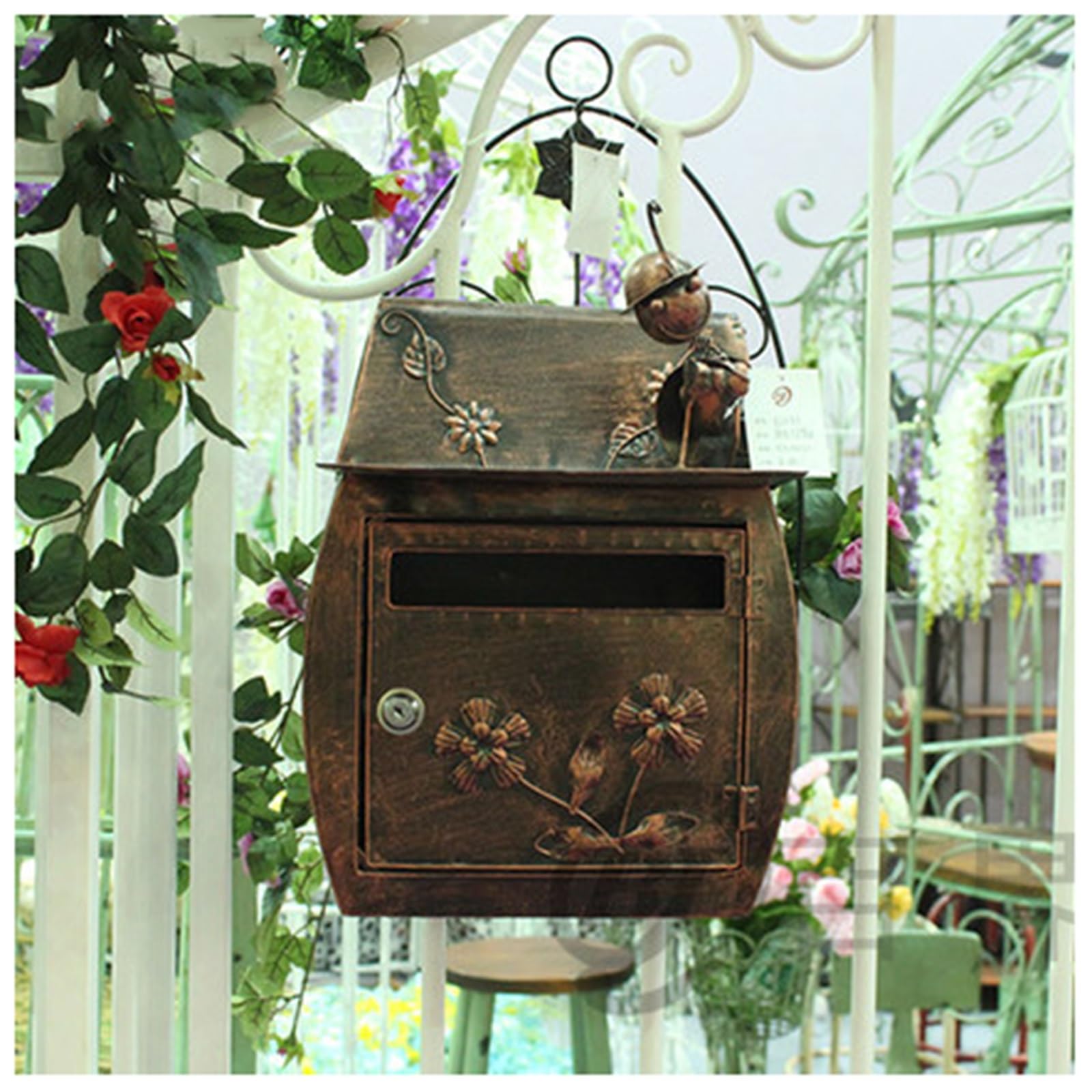 NQNFWCRJ Locking Metal Mailbox Outdoor Rainproof Mailboxes Boxes Top Bending Design Baking Paint Process Boxes Back Hook Wall Mounted Parcel Boxes