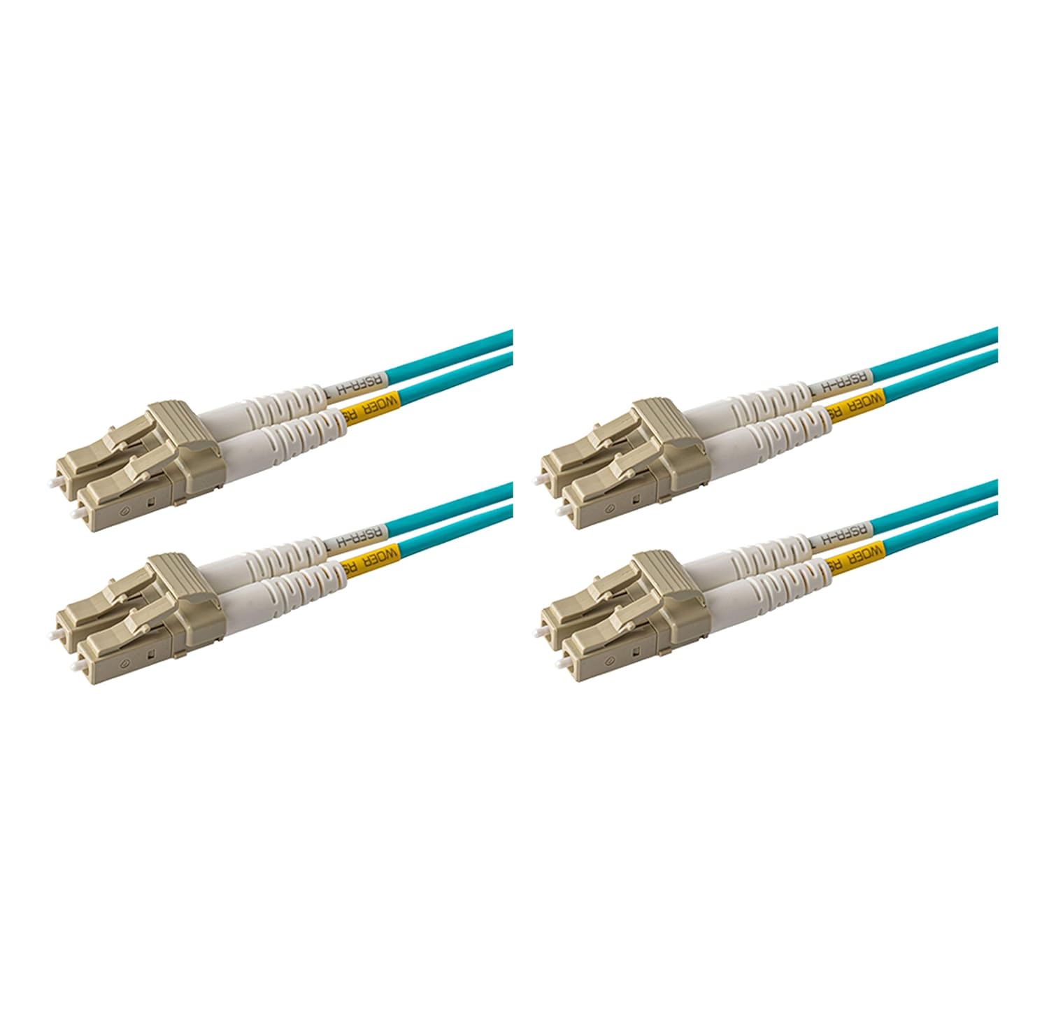 SpeedyFiberTX - 2-Pack 1 Meter Multimode 10G OM3 50/125 Fiber Patch Cable, Duplex LC to LC, Slim Zipcord Aqua LSZH Cable Jacket