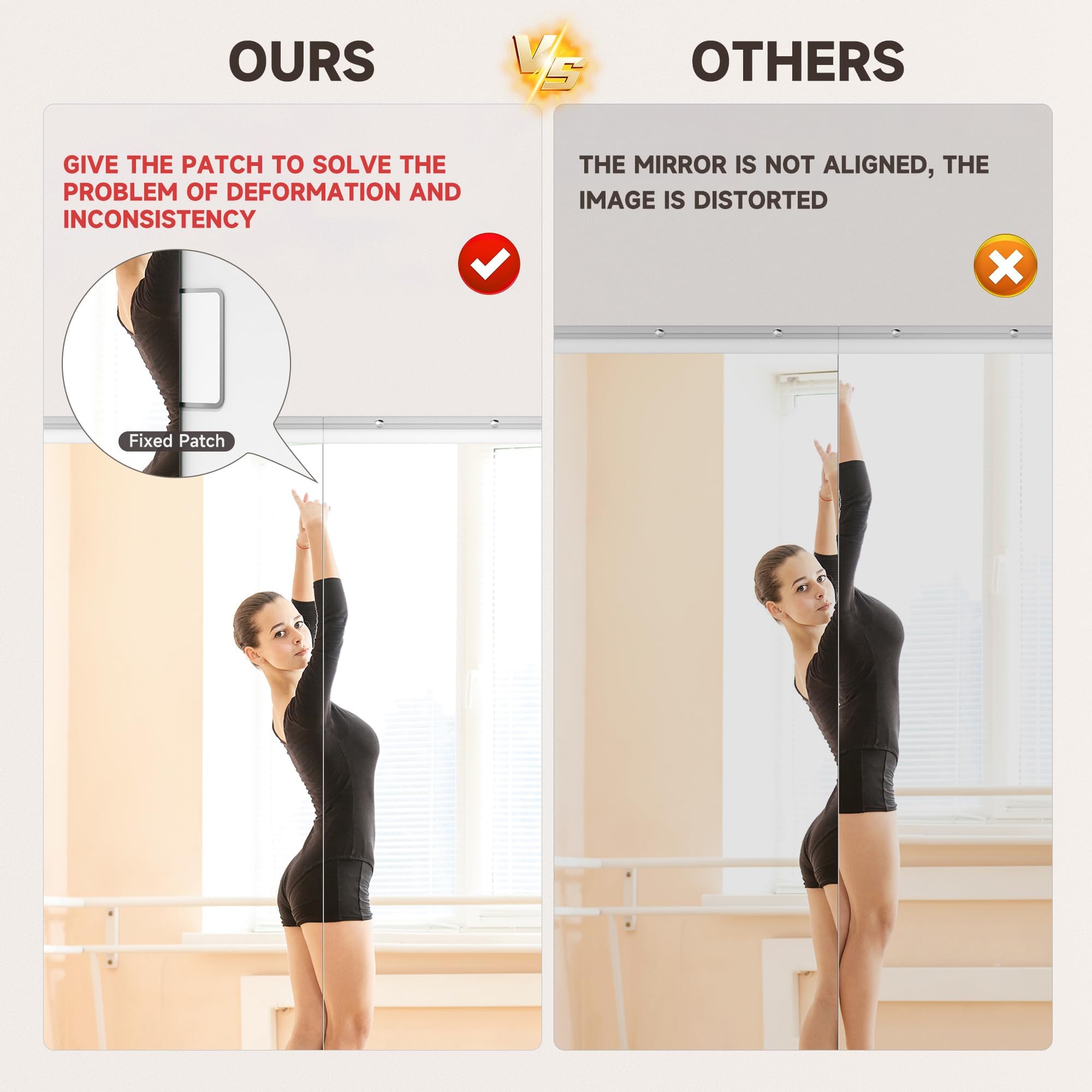 Ganzkörperspiegel 180x80cm 2 Stück, Spiegel Fitnessraum Groß, Wandspiegel Tanzspiegel, Gehärtetes Glas für Garage, Fitnessstudio, Haus Yoga
