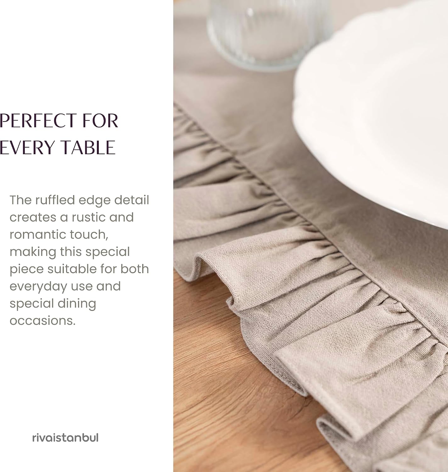 Cotton & Linen Table Runner 19.7 x 51.2 Inches | Decorative Fringe Runner for Dining, Kitchen & Living Room | Farmhouse Table Decor for Christmas, Thanksgiving
