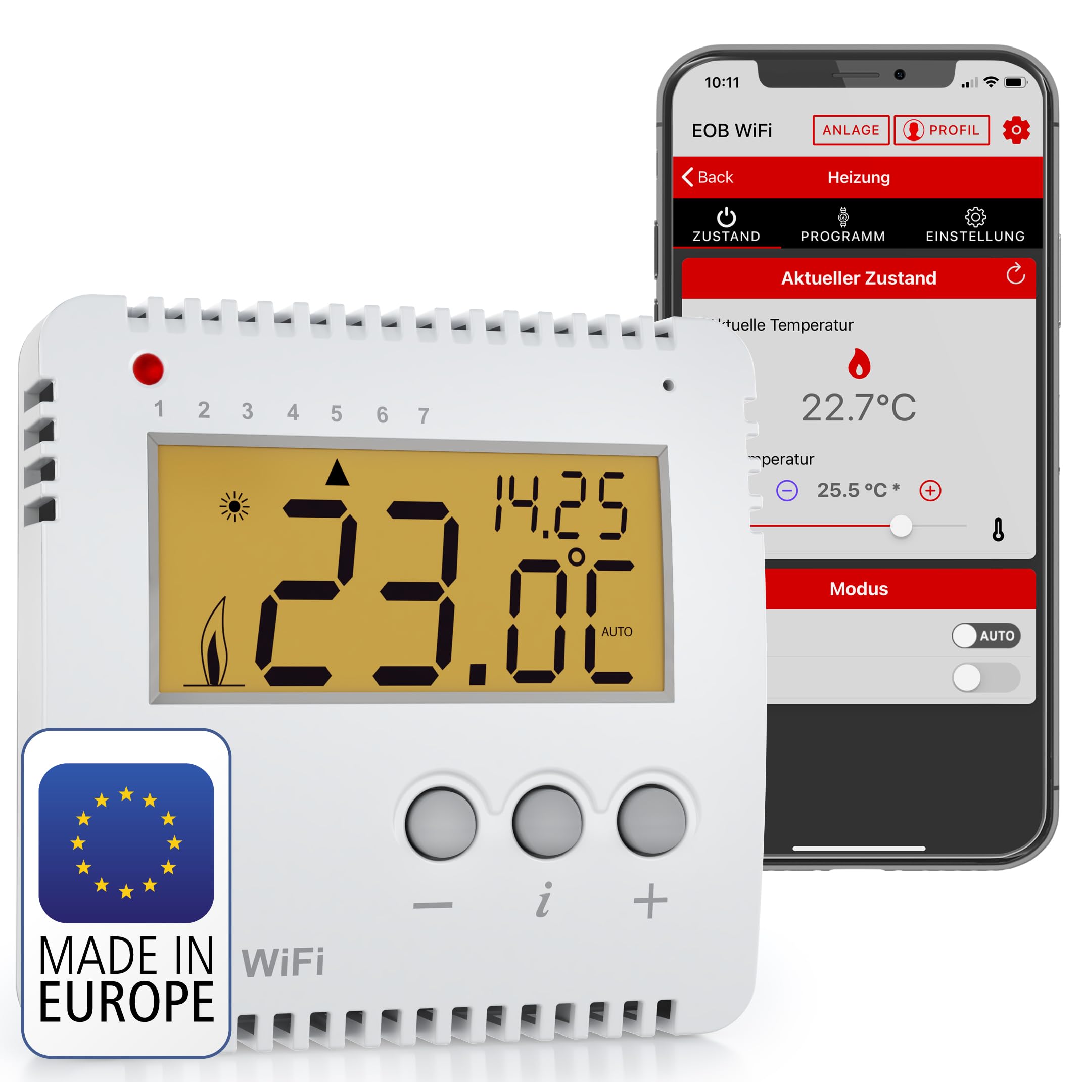 ELEKTROBOCK PT14-P WiFi - Smart WLAN Raumthermostat 230V - Heizungssteuerung per App - Aufputzmontage - 16 A - Für elektrische Heizungen - Einstellbare Wochenprogramme, Weiß
