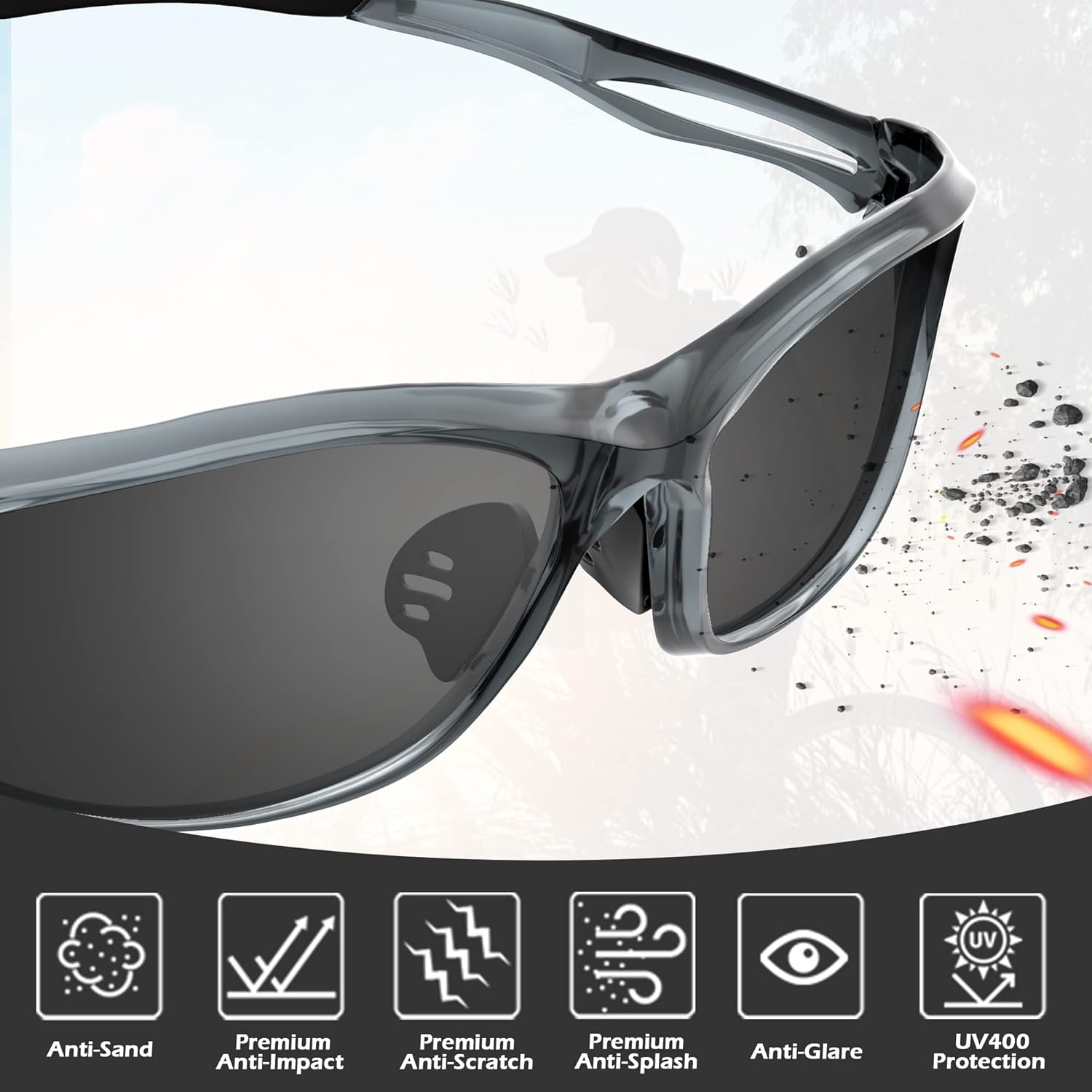 Safety Glasses Safety Goggles ANSI Z87.1, WrapAround Scratch Impact Resistant Protective Eyewear - Image 3