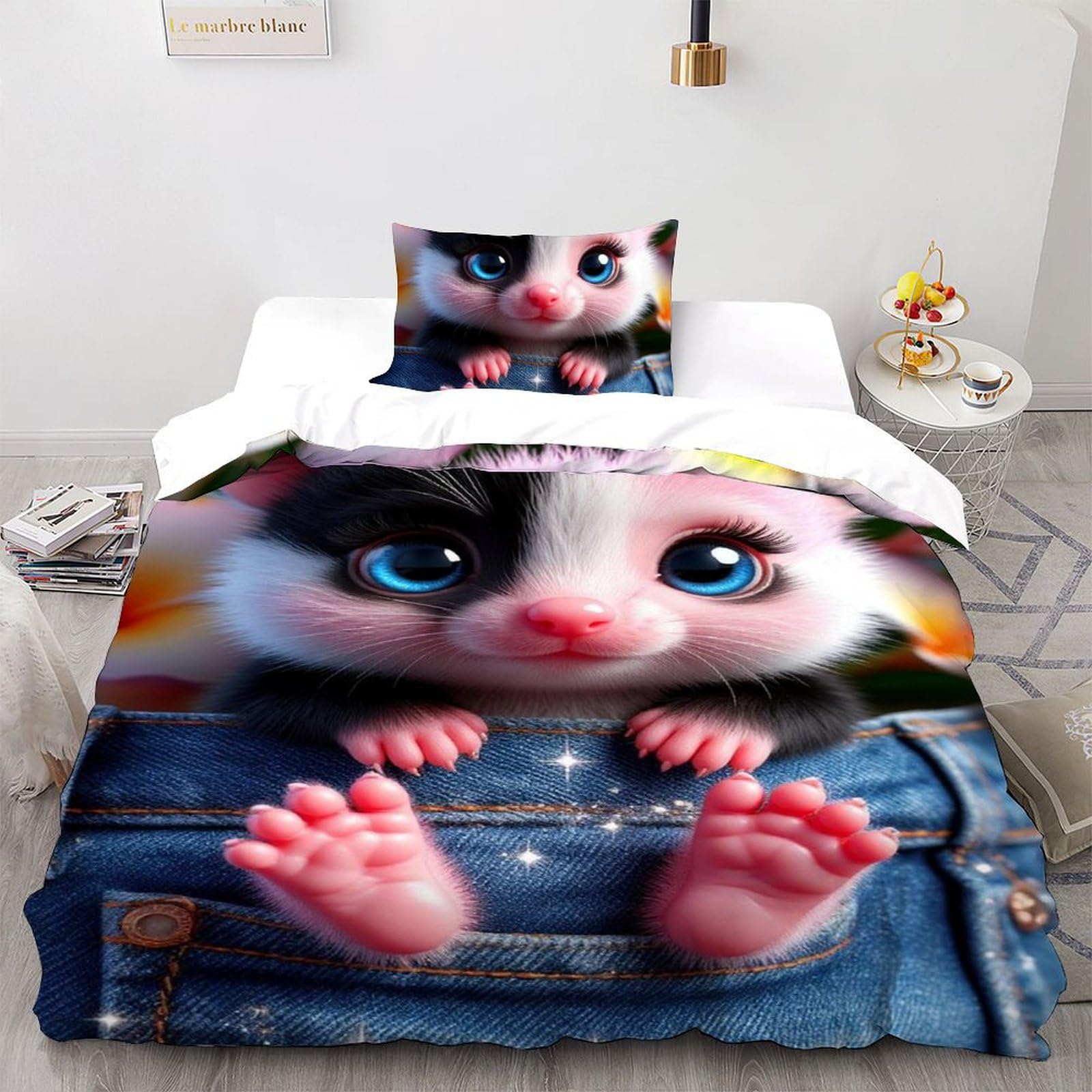 Housse de couette animaux imprimé 3D souris pour décorer la chambre enfant