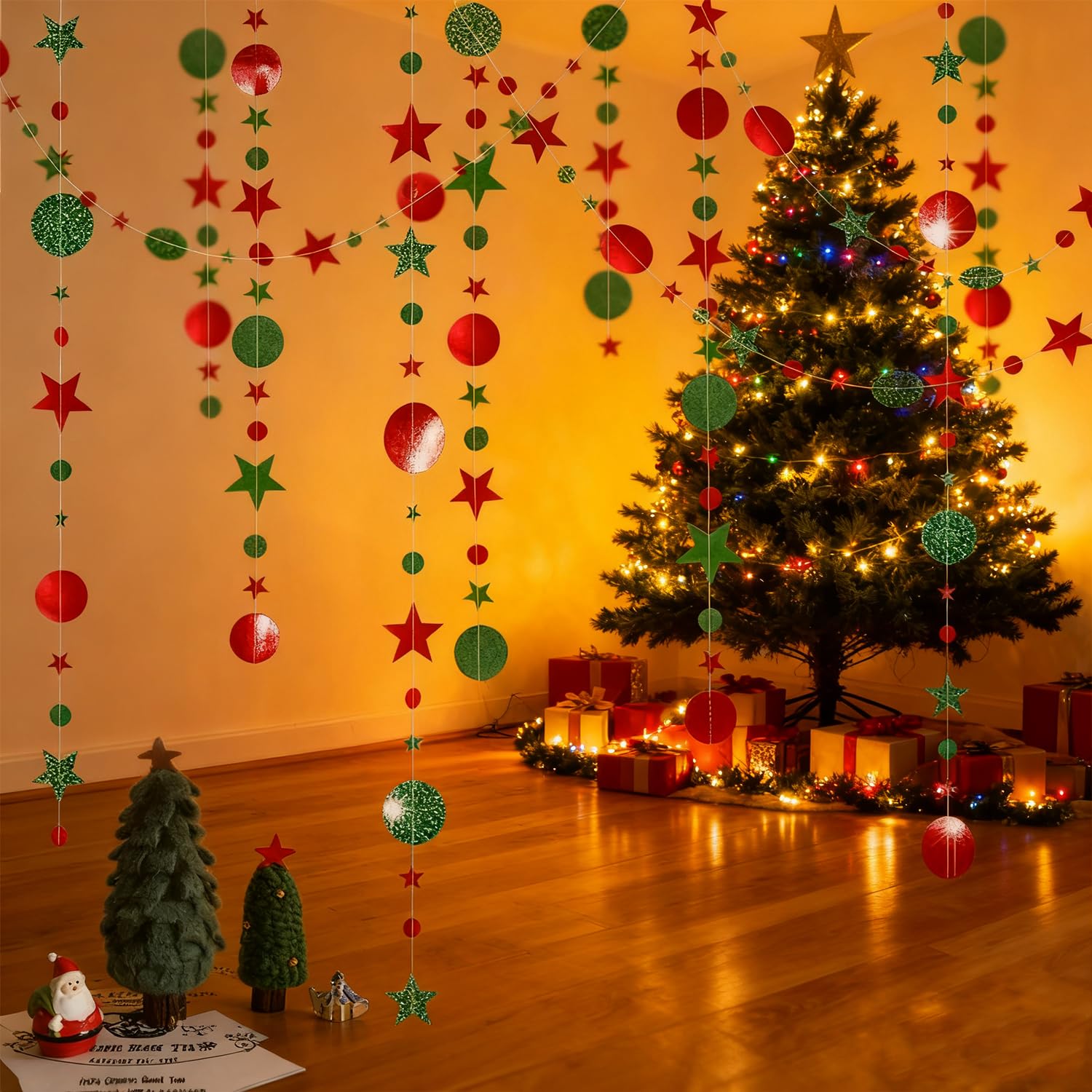 Guirlande Bannière "Merry Christmas" Rouge Et Vert Pour Déco De Noël, Cheminée Et Intérieur
