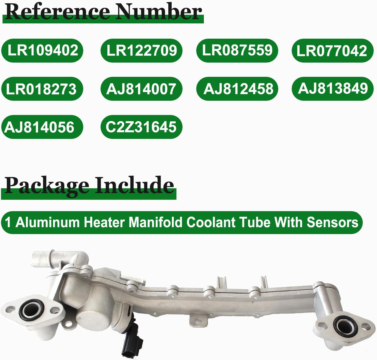 Aluminum Heater Manifold Coolant Tube With Sensors Fit for Land Rover LR4 Range Rover Range Rover Sport V8 5.0L 2010-2020 Replaces LR109402 LR018273