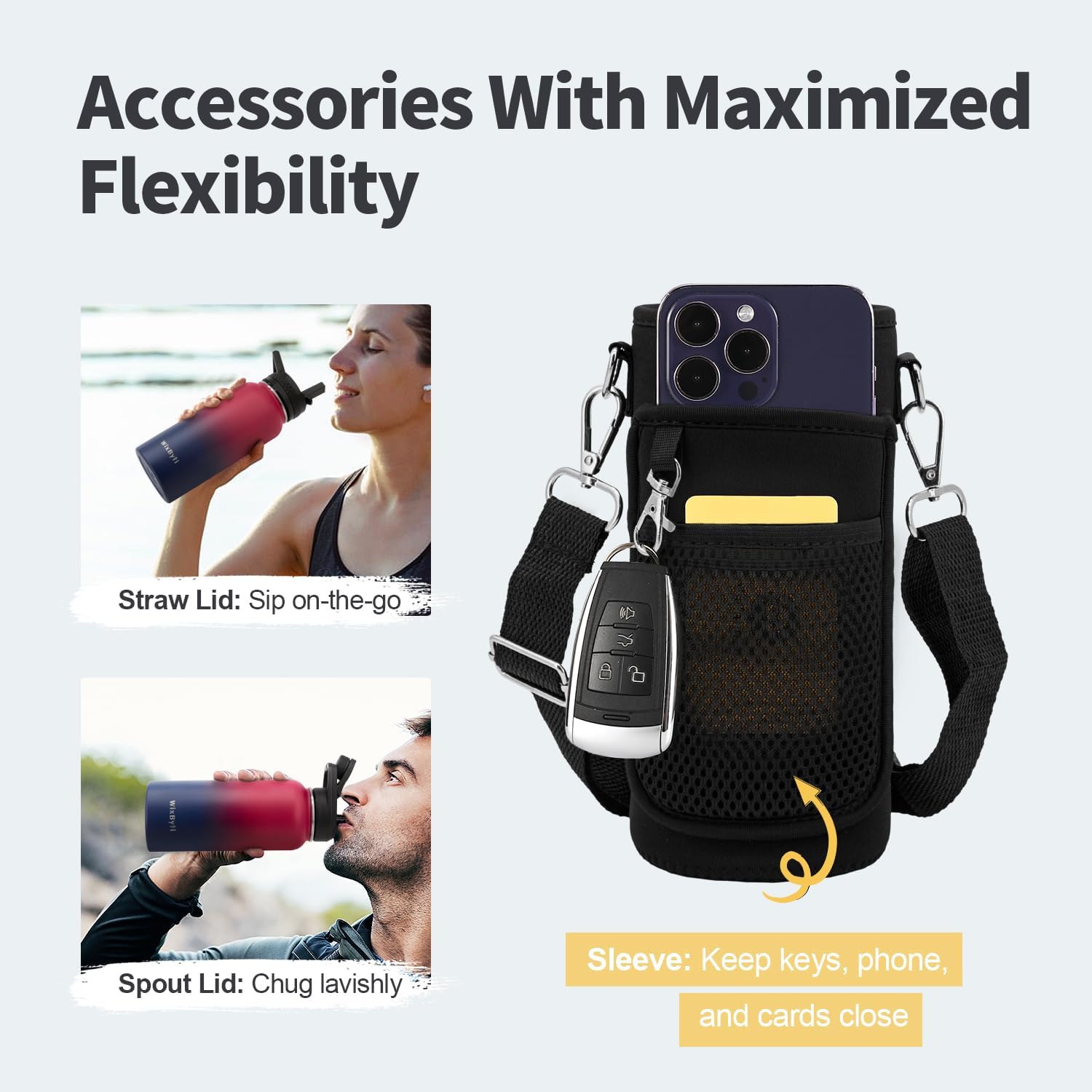 32 oz Insulated Water Bottle with Straw (Cold for 48 Hrs), Stainless Steel Triple Wall Vacuum Sports Water Jug, Leakproof Hydro Cup Flask with Paracord Handle & Straw Spout Lids & DIY Stickers - Image 3