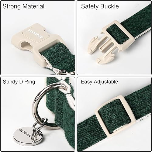 Miniatura 3 de DOGWONG Collar de algodón de cáñamo para perro, collar verde de Navidad resistente, duradero, suave, de tela natural, collar para perros pequeños,