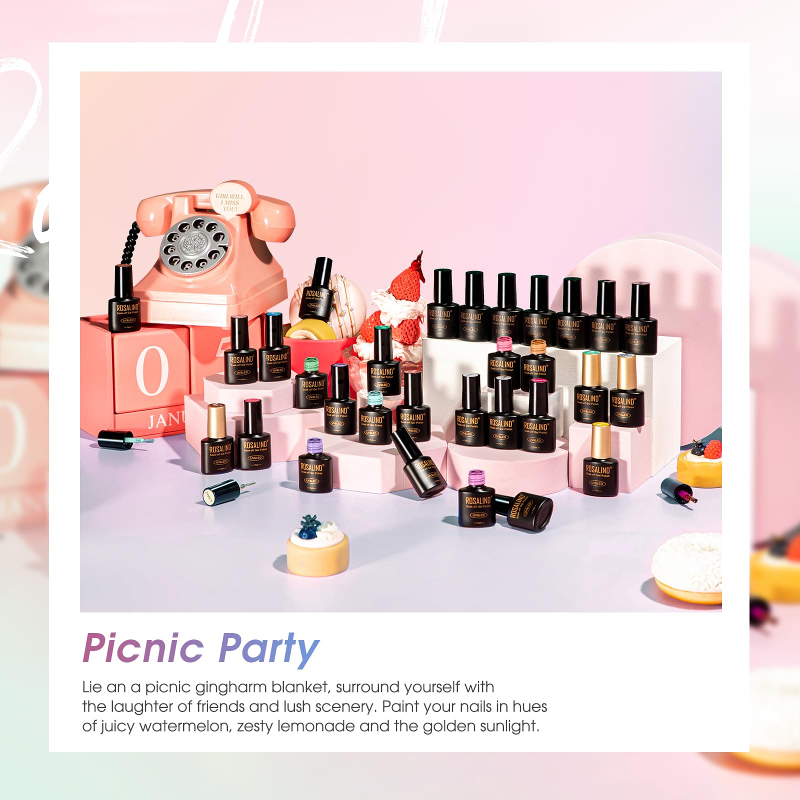 ROSALIND UV Nagellack Magnetisch Set,48Stück Rosa Rot Cat Eye Gel Nagellack