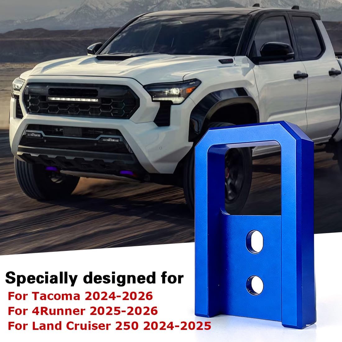 2PCS Tow Hooks for Toyota Tacoma 2024-2026 for 4Runner 2025-2026 Heavy Duty Off-Road Recovery Hook Front Bumper Towing Accessory (Blue)