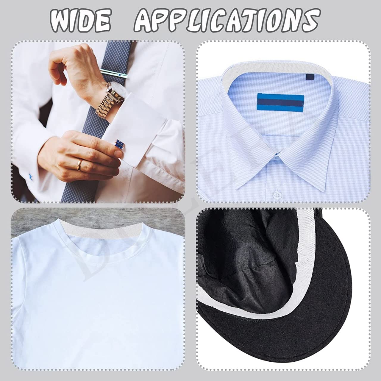DOZERA Collar Protector Sweat Pads Self-Adhesive Disposable Shirt Neck Liner Invisible Protector Anti-sweat Neck Pad Collar Sticker Protector Against Sweat Stain