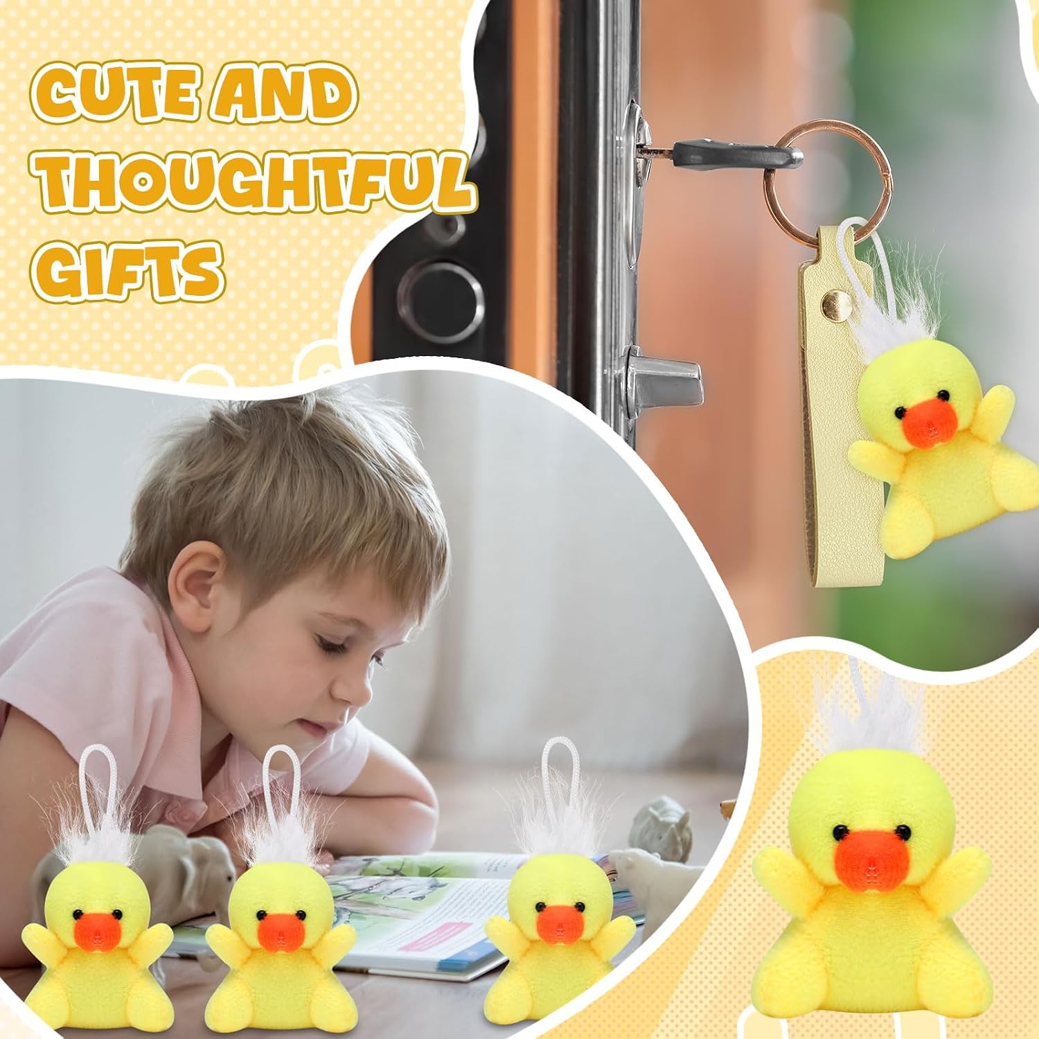 Shappy 50 Pcs Mini Animal Plush Toys Small Stuffed Animals Bulk Cute Tiny Plushies Keychains for Gift Carnival Party Prize (Duck)