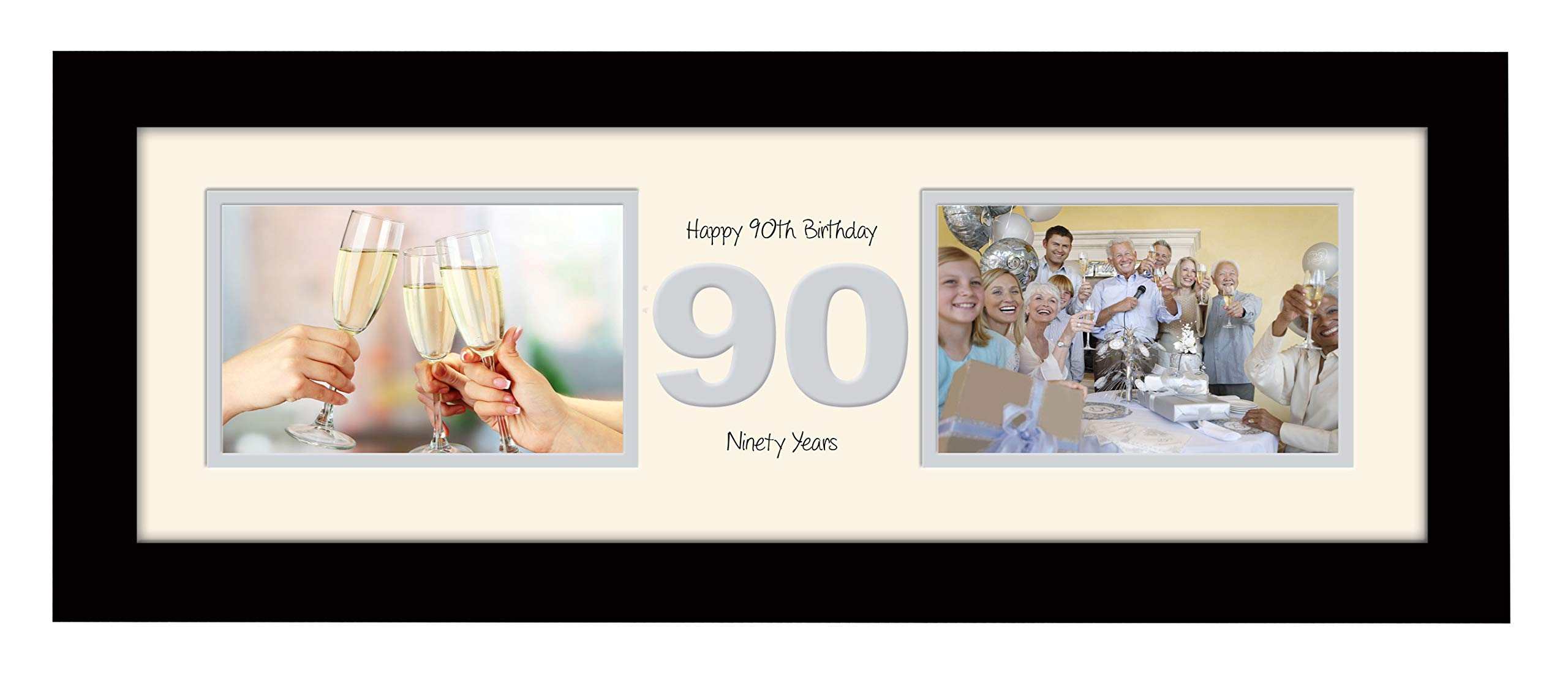 Photos In A Word Black Finish Frame Cream Mount Grey Inside 90Th Birthday Photo Frame Ninetieth Gift Takes Two 6”X4” Landscape Photos 1230A (Black Finish Frame Cream Mount Grey Inside)