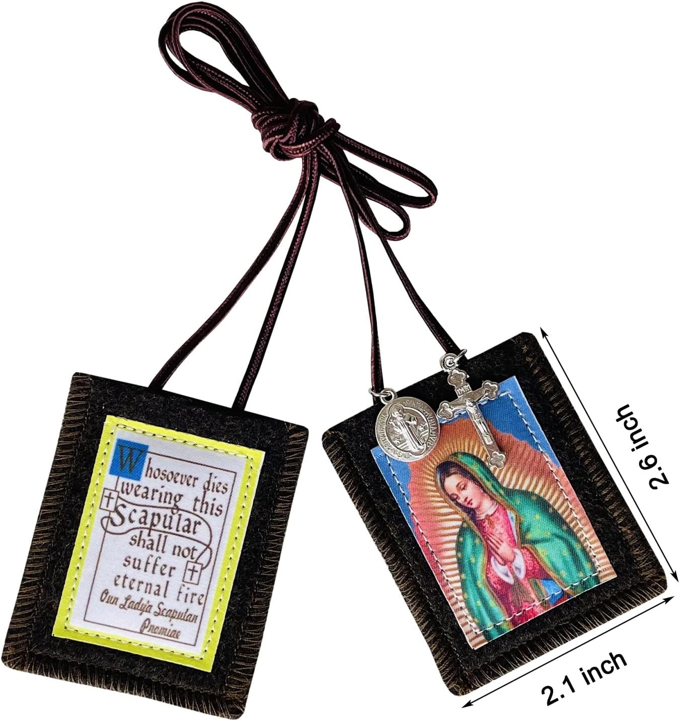 Scapulars Católico,3 Pack Bulk Brown Escapulario Of Virgen De Gua - Relieve y Grabado Sacro