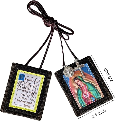 Miniatura 2 de Escapularios católicos, paquete de 3 collares a granel de Escapulario marrón de la Virgen De Guadalupe, Escapularios Católicos Escapularios