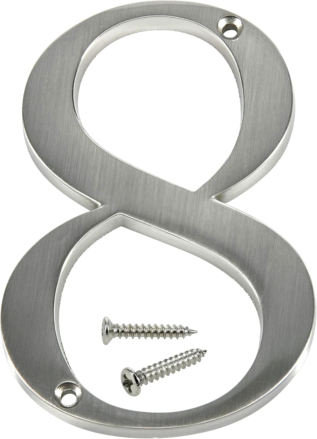 Distinctions by Hillman 843328 4-Inch Brushed Nickel Flush-Mount House Number 8, 1 Count (Pack of 1)
