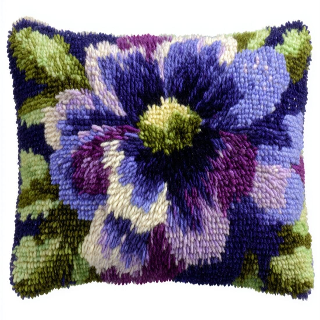 Kitquiver Y Latch Hook Craft Kits Fantas Flowers Crochet Needlework Crafts With Latch Hook Tool For Adults Di Handmade Home Cushion Kits Decor 17X17in