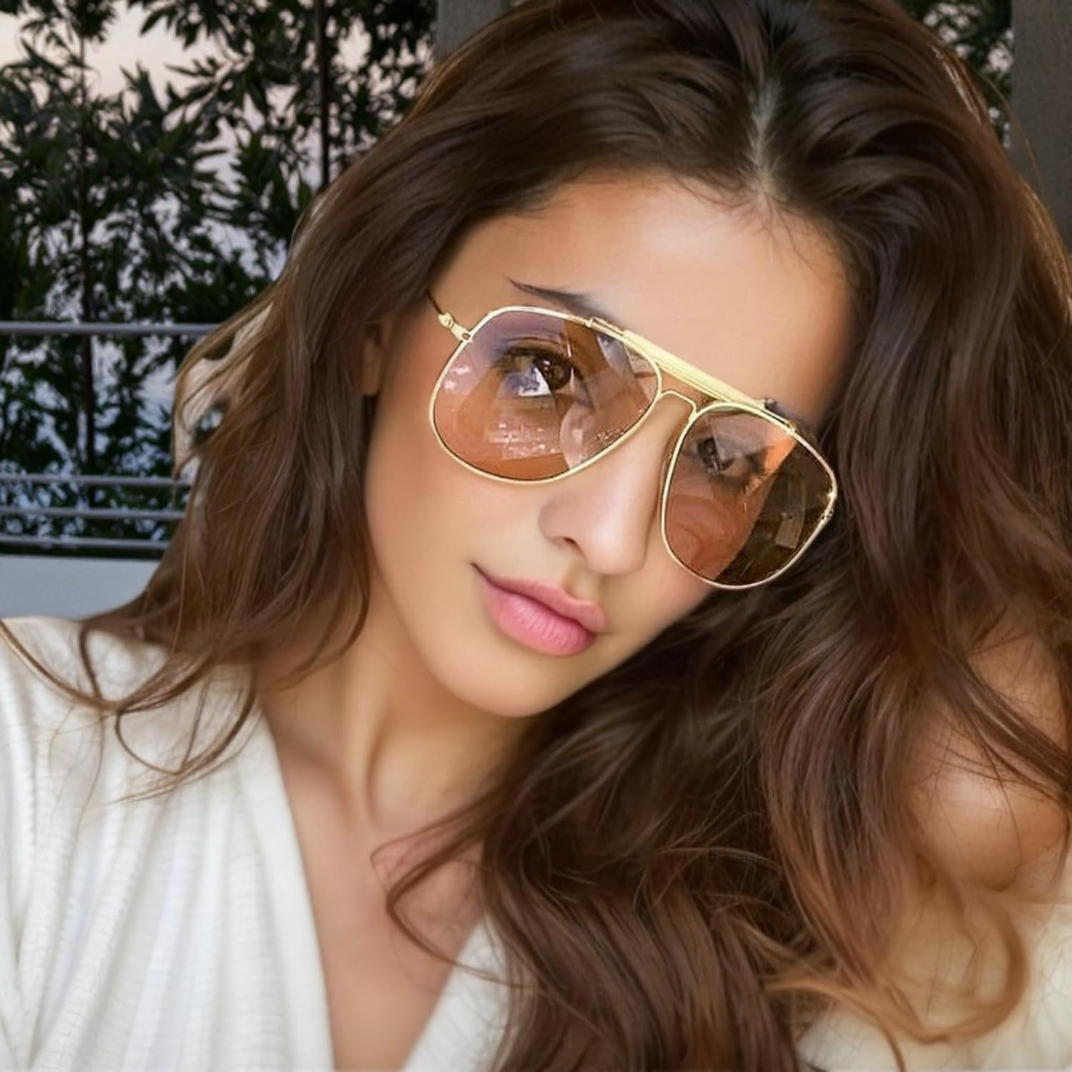 willochra Oversized Pilot Square Sunglasses For Women Men Vintage 70s Polygon Sun Glasses Ladies Double Bridge Shade Eyewear - Image 2