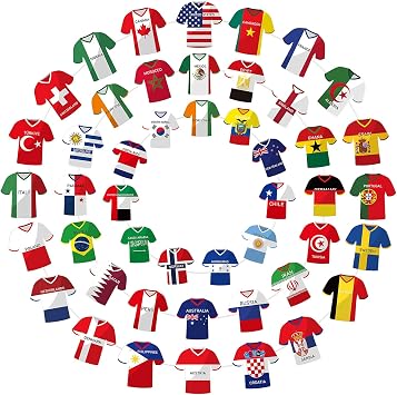 World Cup Football 2026 Bunting   Jersey Shape Flags Banner Decoration, World Cup Bunting for Home, Pub & Garden, Bunting Decorations for Watch Parties, BBQ, Birthday, Fan Events