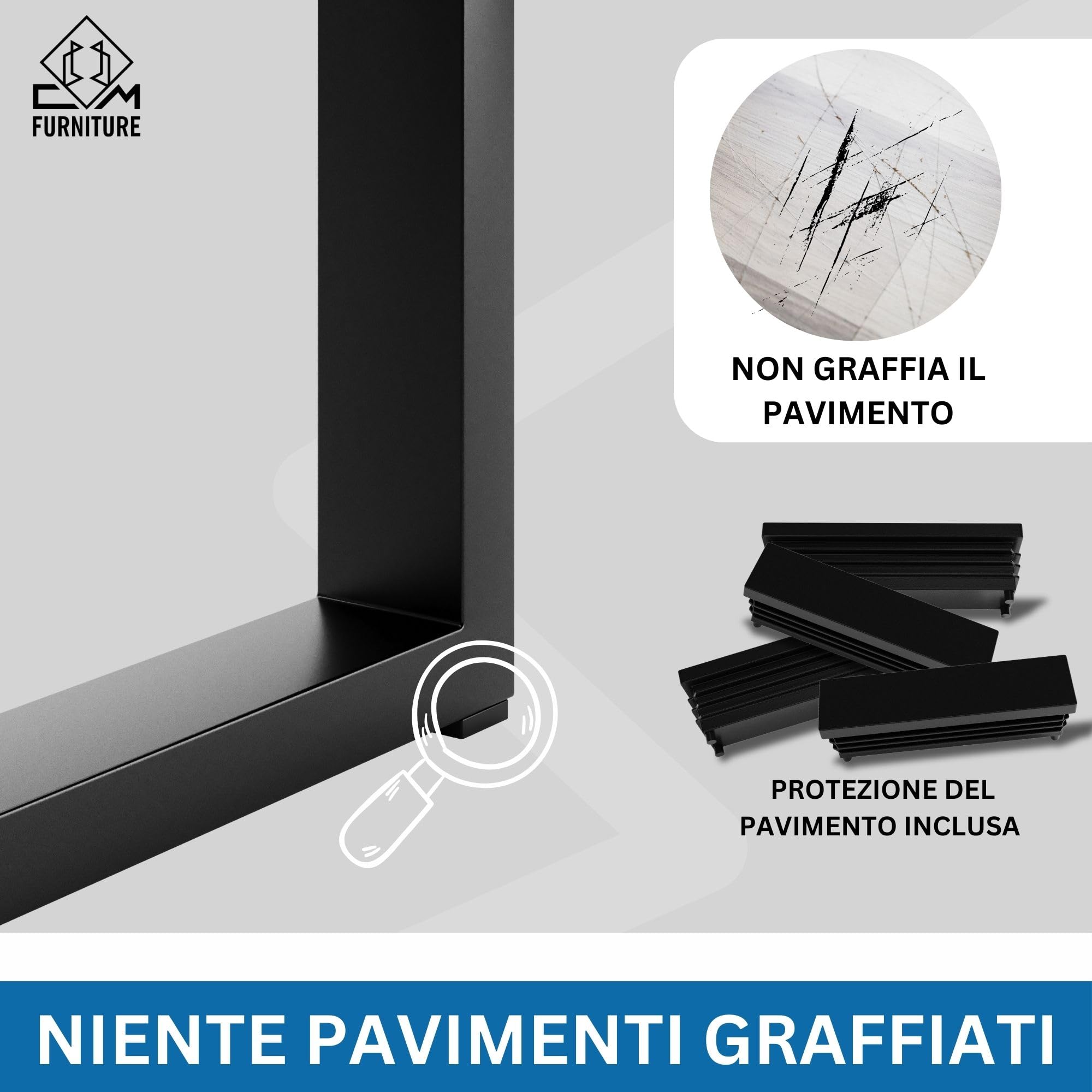 Gambe per Tavolo Nero Gambe Scrivania Set Due per Tavolo/Tavolino Piedi Per Tavola in Ferro Set di 2 Piedi Quadrate 72x60 cm Robuste Moderno Struttura per da Pranzo Scrivania Panca