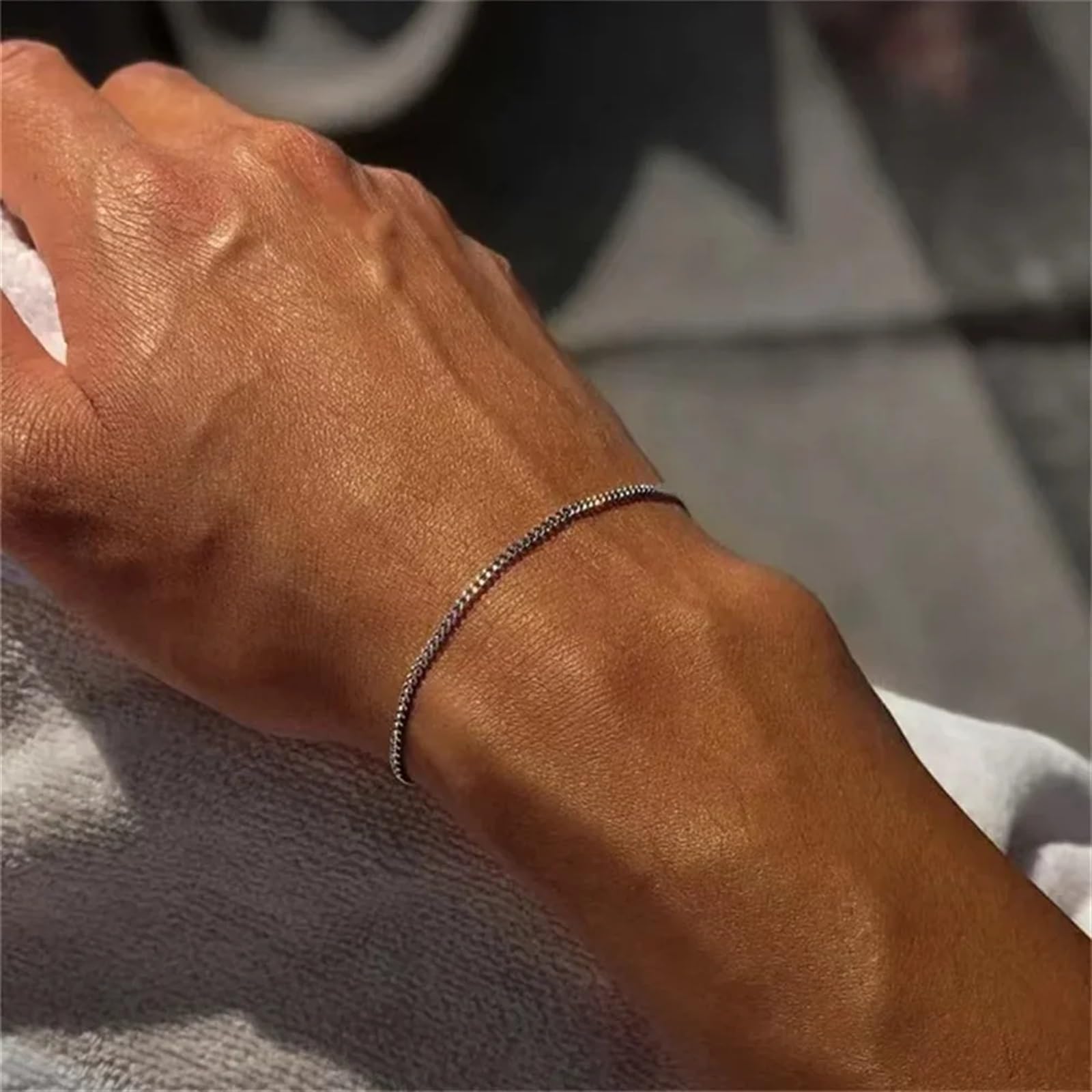 3mm Stainless Steel Cuban Chain Bracelet Men's Street Hip Hop Jewelry Accessories Adjustable Open Bracelet(3mm Silver color)
