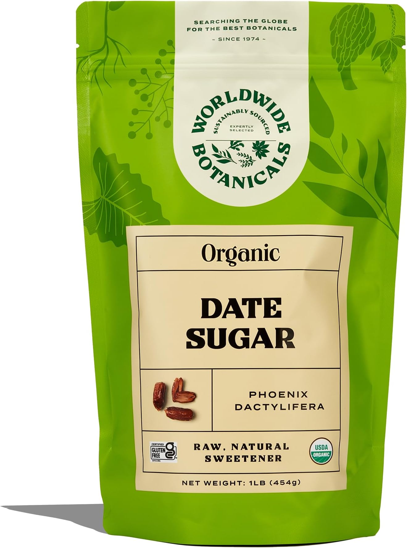 Worldwide Botanicals Organic Date Sugar Fine Powder, 1 Pound - 100% Pure Dried Dates, Natural Whole Food Sweetener, Gluten-Free