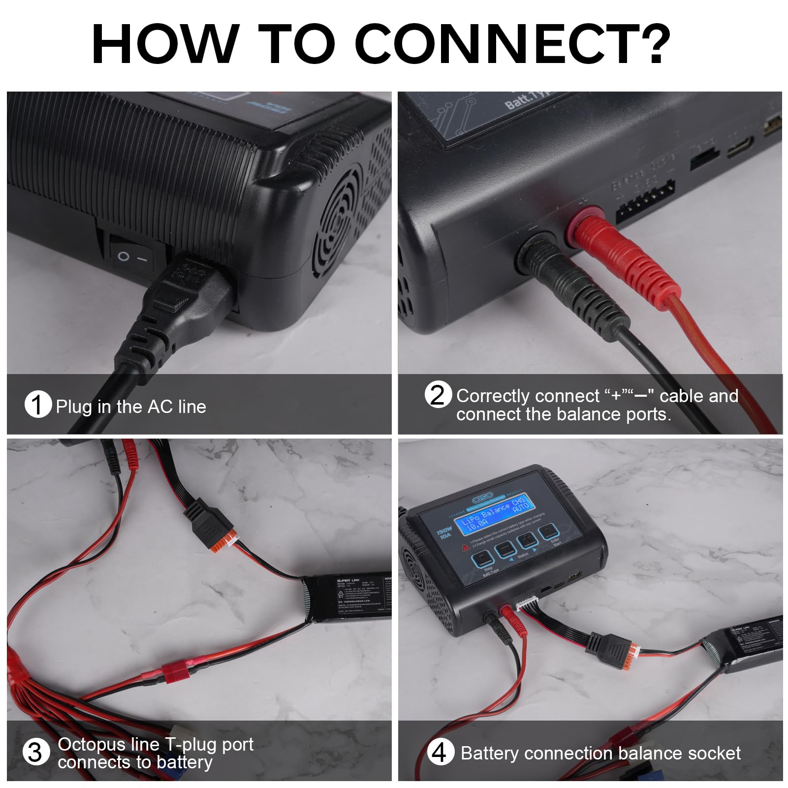 Haisito Cargador de Balance Descargador 150W 10A AC/DC Multifuncional para NiCd Li-Ion Life NiMH LiHV PB Batería Inteligente