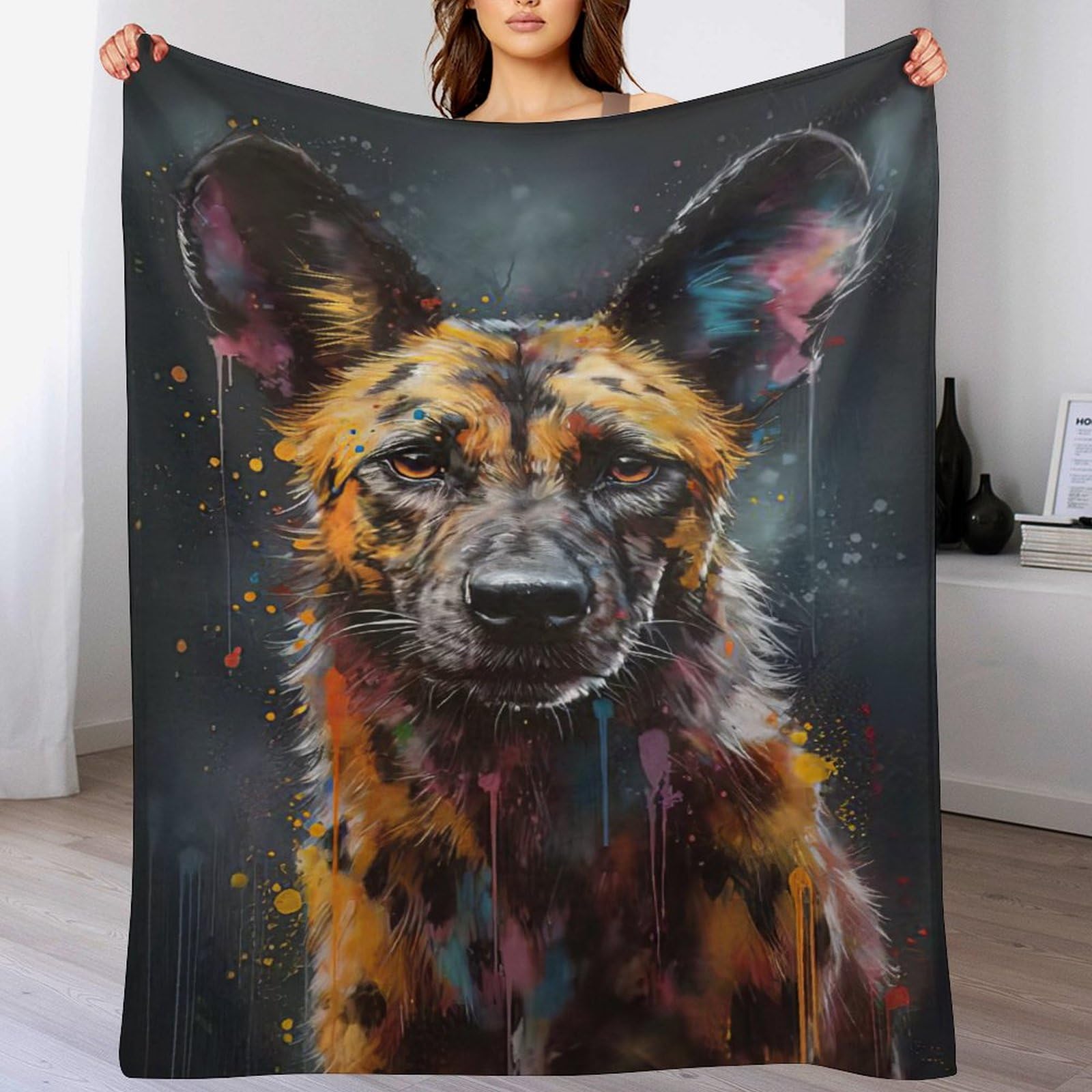 Couverture Polaire en Flannel Épaisse Hyène 130x180 cm