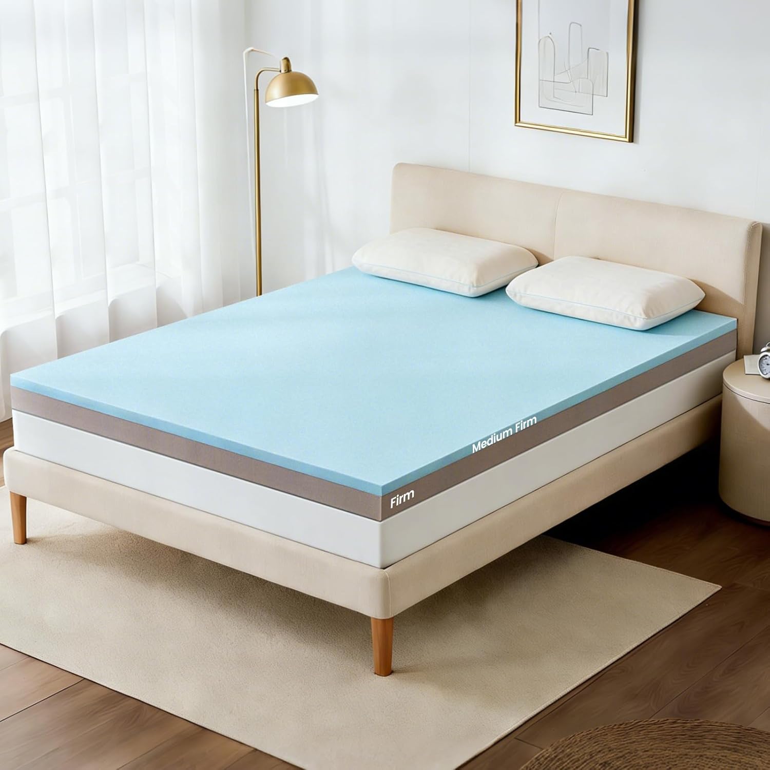 Firm Mattress Topper Twin 3-Inch: Dual Firmness Flippable Firm & Medium Firm, High Density Mattress Pad for Back Pain Relief, CertiPUR-US Certified, 75x38