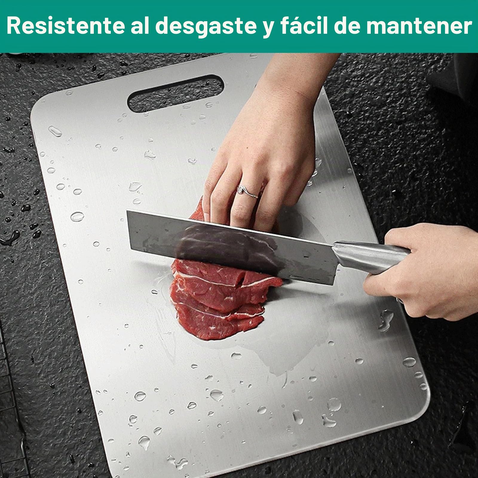 Juego de 3 tablas de cortar de titanio, tablas de cortar de doble cara de titanio de grado alimenticio para cocina, ideales para cortar carnes, frutas y verduras