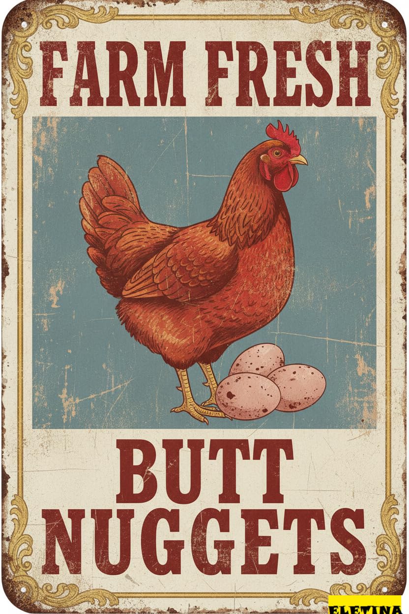 Funny Chicken Coop Tin Sign, 8x12 Inch Farmhouse Decor