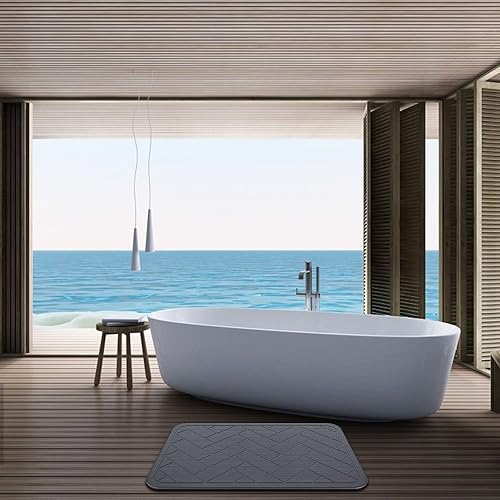 Miniatura 9 de Tapetes de baño de tierra de diatomeas, secado rápido, súper absorbente, tapete de diatomita con antideslizante para suelo de baño, almohadilla