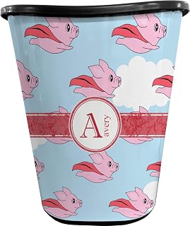 Personalized Flying Pigs Waste Basket - Double Sided (Black)
