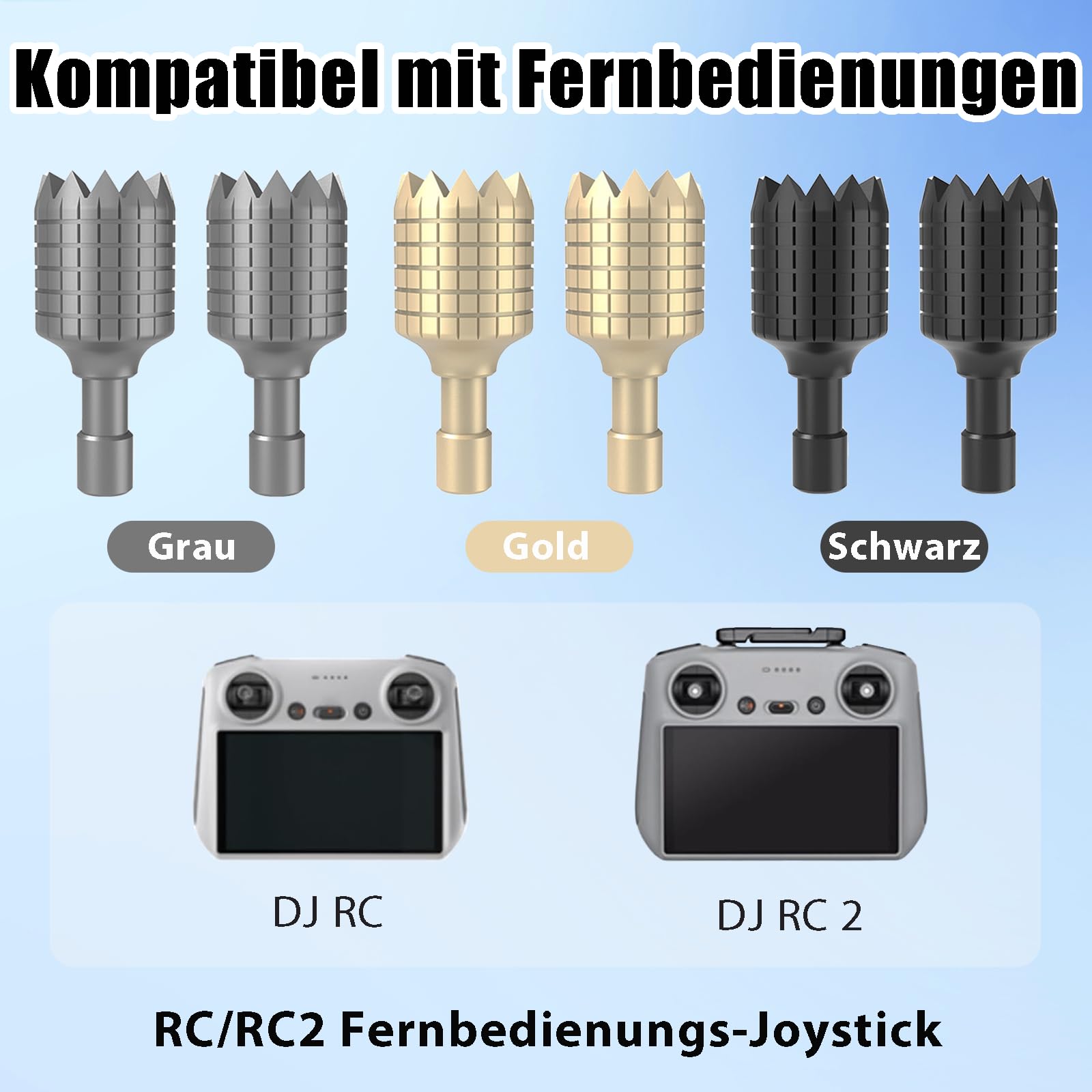 Manette de Commande pour DJI RC/RC 2 - 3 paires de joysticks en alliage d'aluminium usiné CNC - Rocker de rechange pour télécommandes Mini 3/Mini 3 Pro/Mini 4 Pro/Air 3/Air 2S/Mavic 3 Series - 4