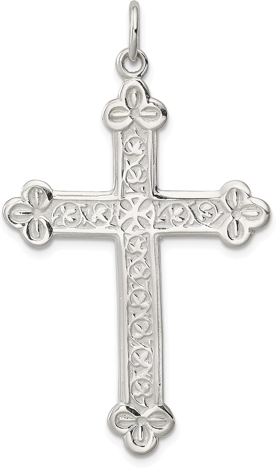 Sterling Silver Budded Cross Charm Religious Jewelry