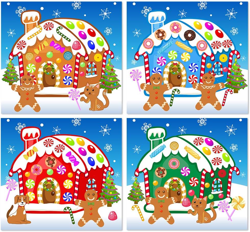 OmgouueMake-A-Gingerbread House Stickers Christmas Party Game/Craft/Activity/Favor/Supplies for kids16pcs