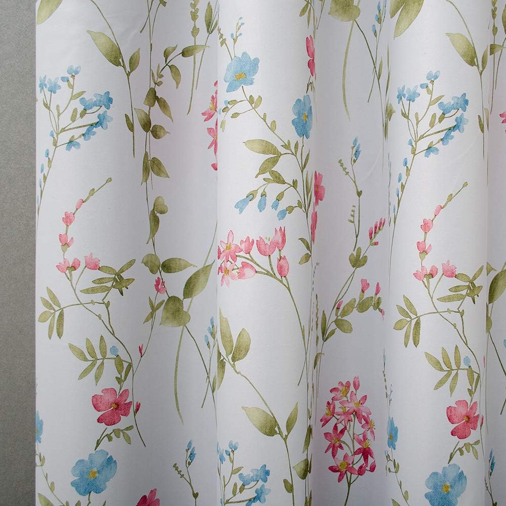 Linentalks Floral Bedroom Curtains, Farmhouse Thermal Insulated Blackout Curtains, 63 Inches Long, 2 Panels Set, Green Red Multi