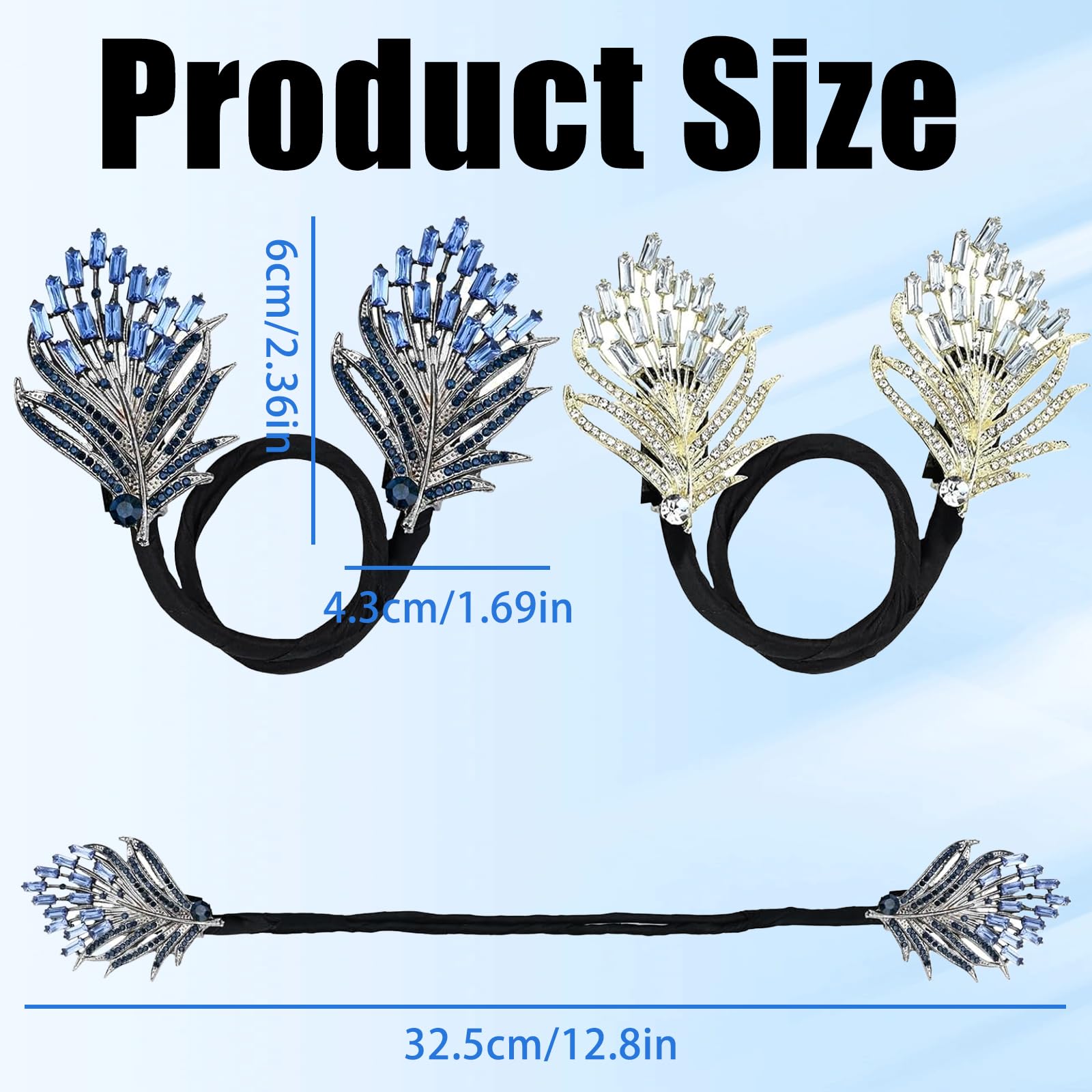 2 Accessori per capelli blu e oro per donne e ragazze,Creatore di Chignon con Strass per Chignon,Creatore Francesi Torsione del Chignon Capelli,Fermaglio per capelli con fiore con strass