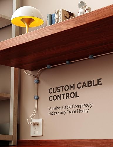 Miniatura 5 de FLYLEAD - Paquete de 8 organizadores de cables magnéticos de silicona, organizador de cables adhesivos debajo del escritorio, organizador de cables